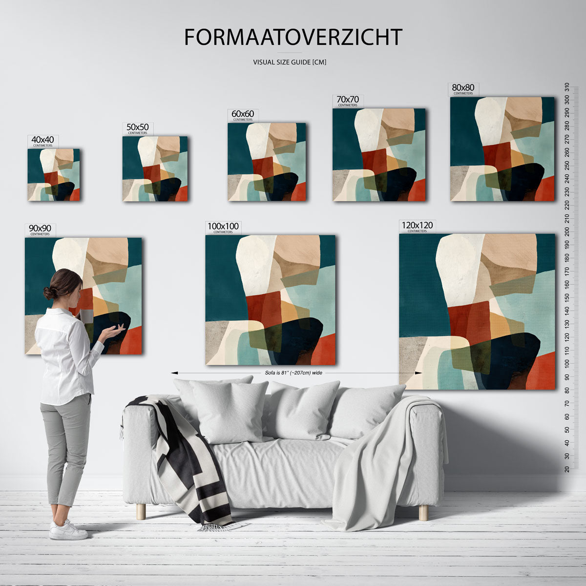 Abstracte vormen – vierkante muurposter met abstracte vormen