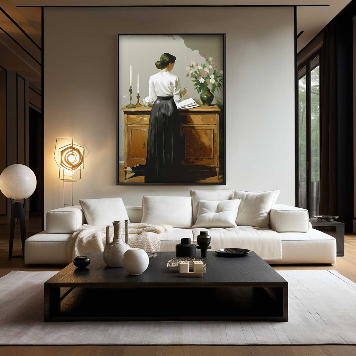 Geschetste Elegantie – dibond wanddecoratie in staand formaat