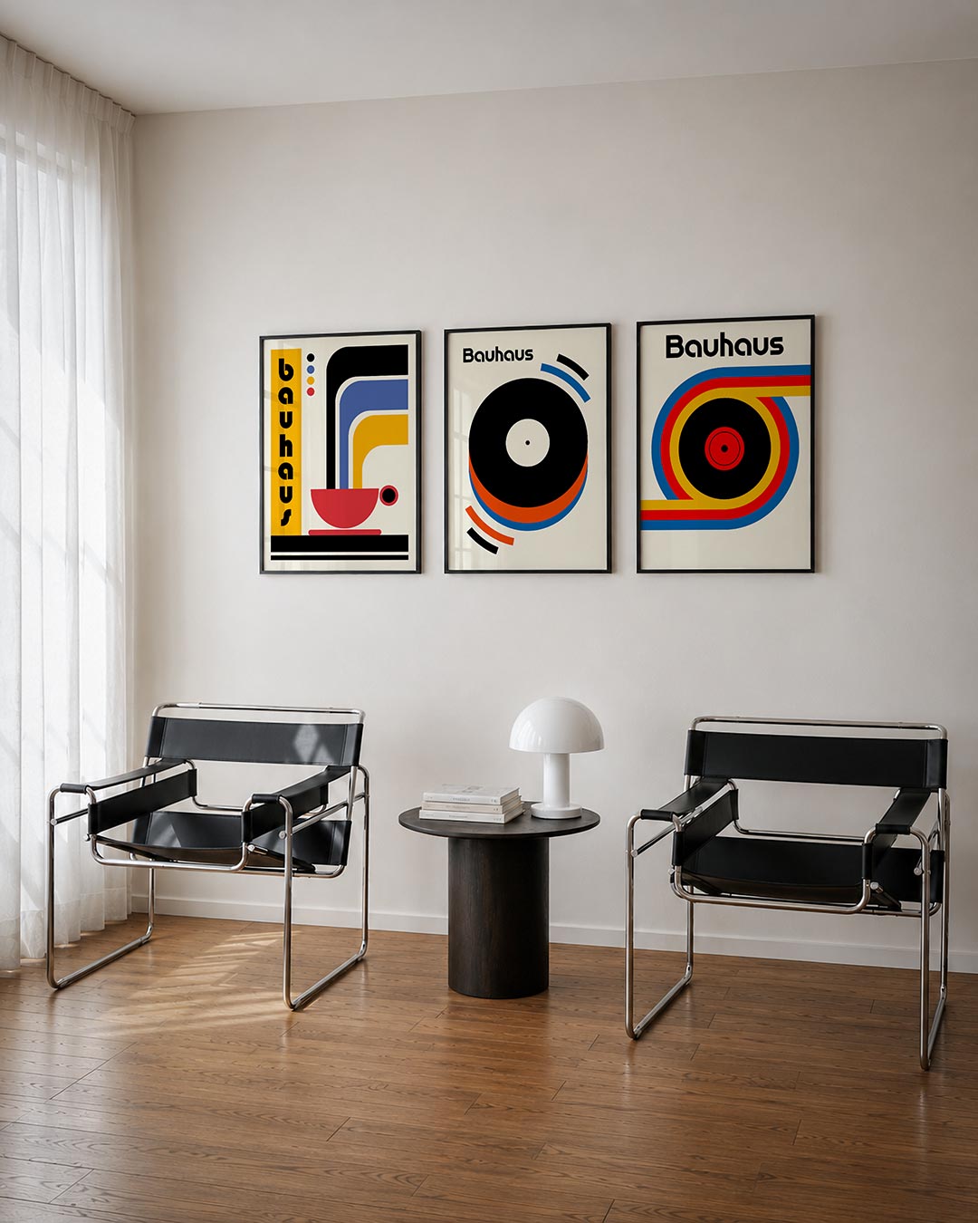 Kleurrijke lijnenspel driedelige posterset – deze posterset in drie delen toont een dynamisch lijnenspel met contrasterende