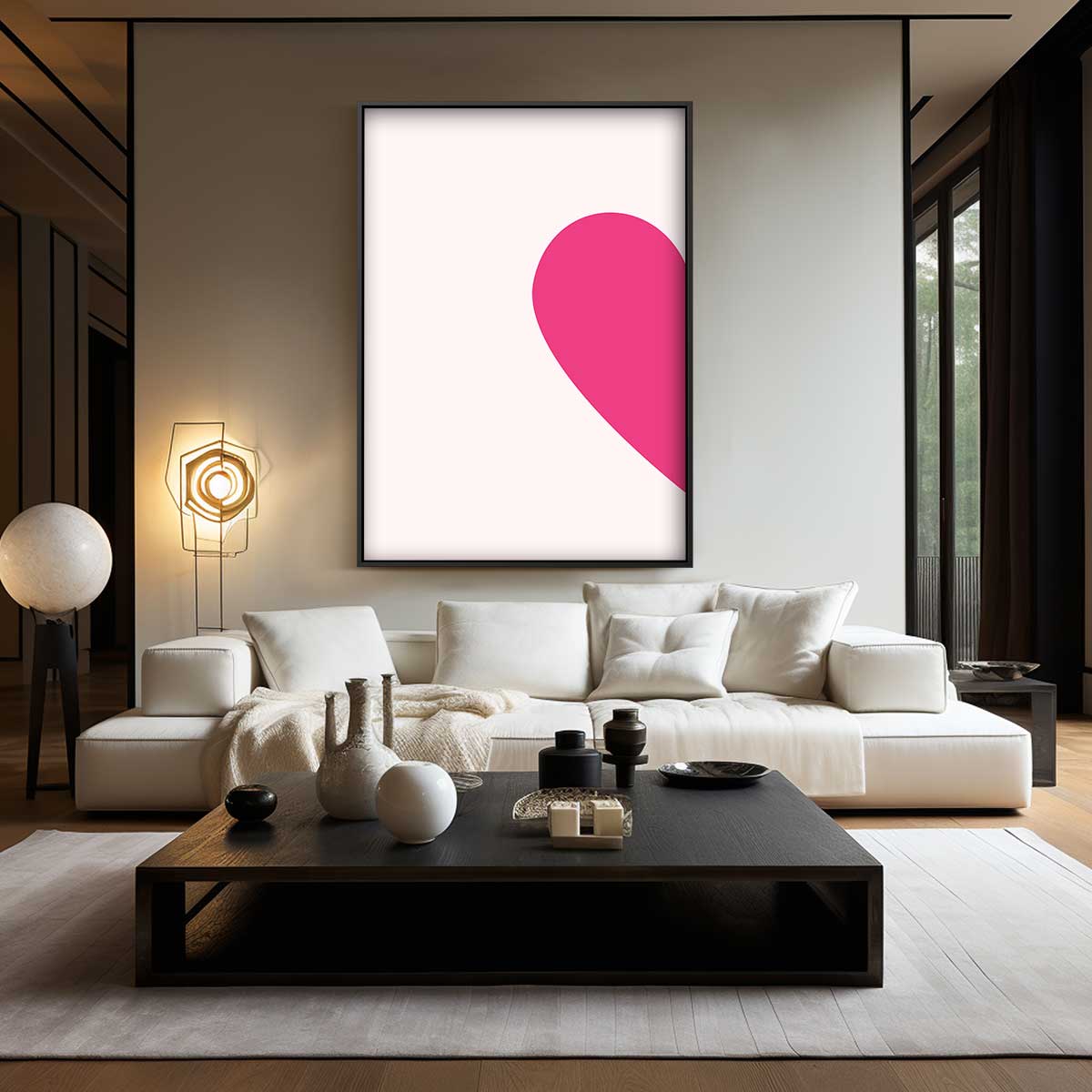 Roze hartvorm – modern portret kunstwerk van WallArtistic