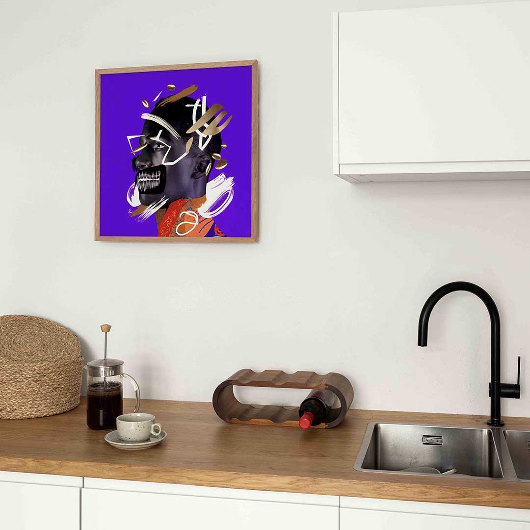 Abstracte portret – kleurrijke Pop Art poster in vierkant formaat
