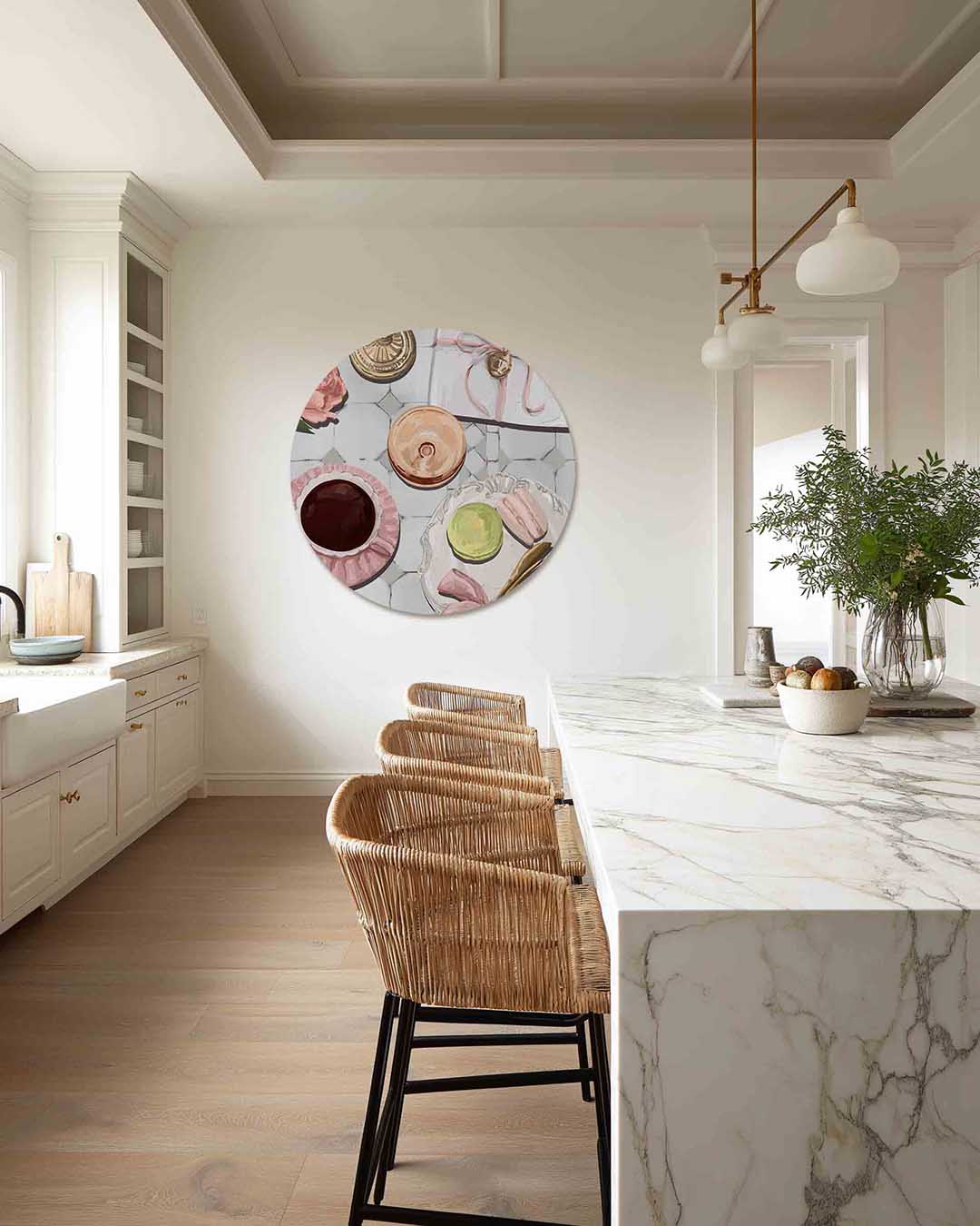 Ontbijt tafel – abstracte muurcirkel als ronde wanddecoratie