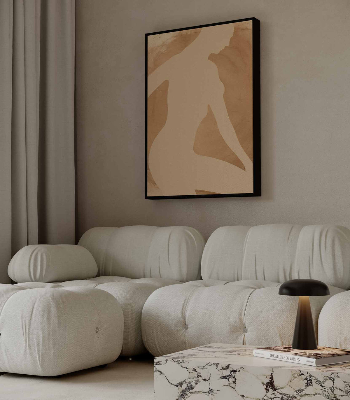 Elegante Silhouet in Neutrale Tinten – plexiglas wanddecoratie in portret formaat