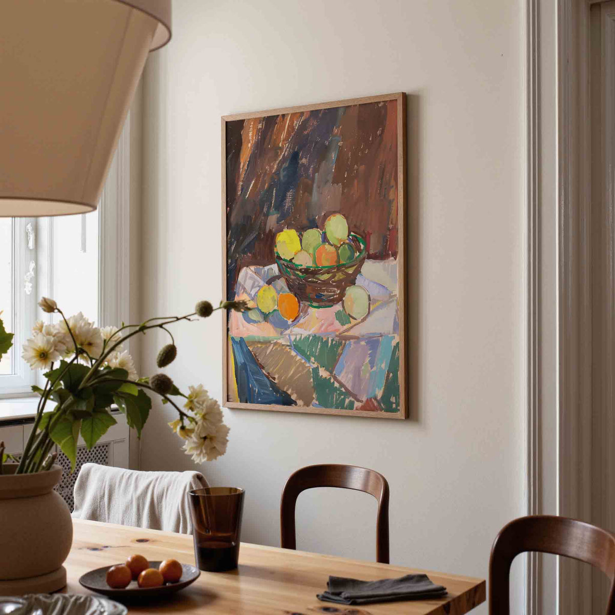 Mand met fruit – eigentijdse illustratie poster in staand formaat