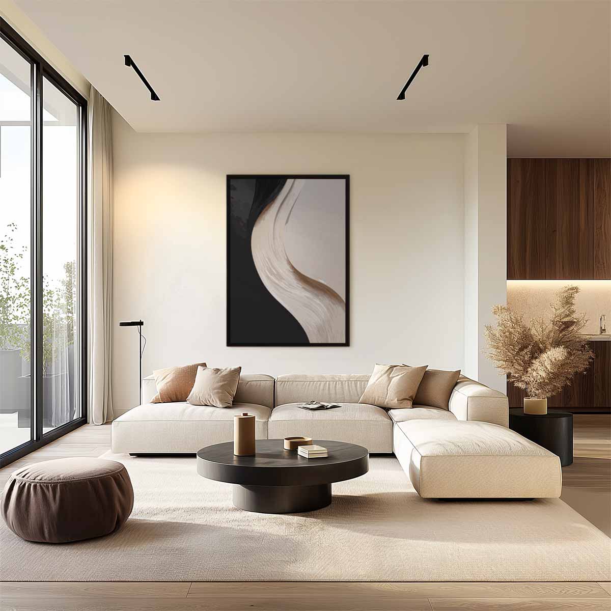 Abstracte Elegantie in Zwart en Wit – plexiglas wanddecoratie in portret formaat