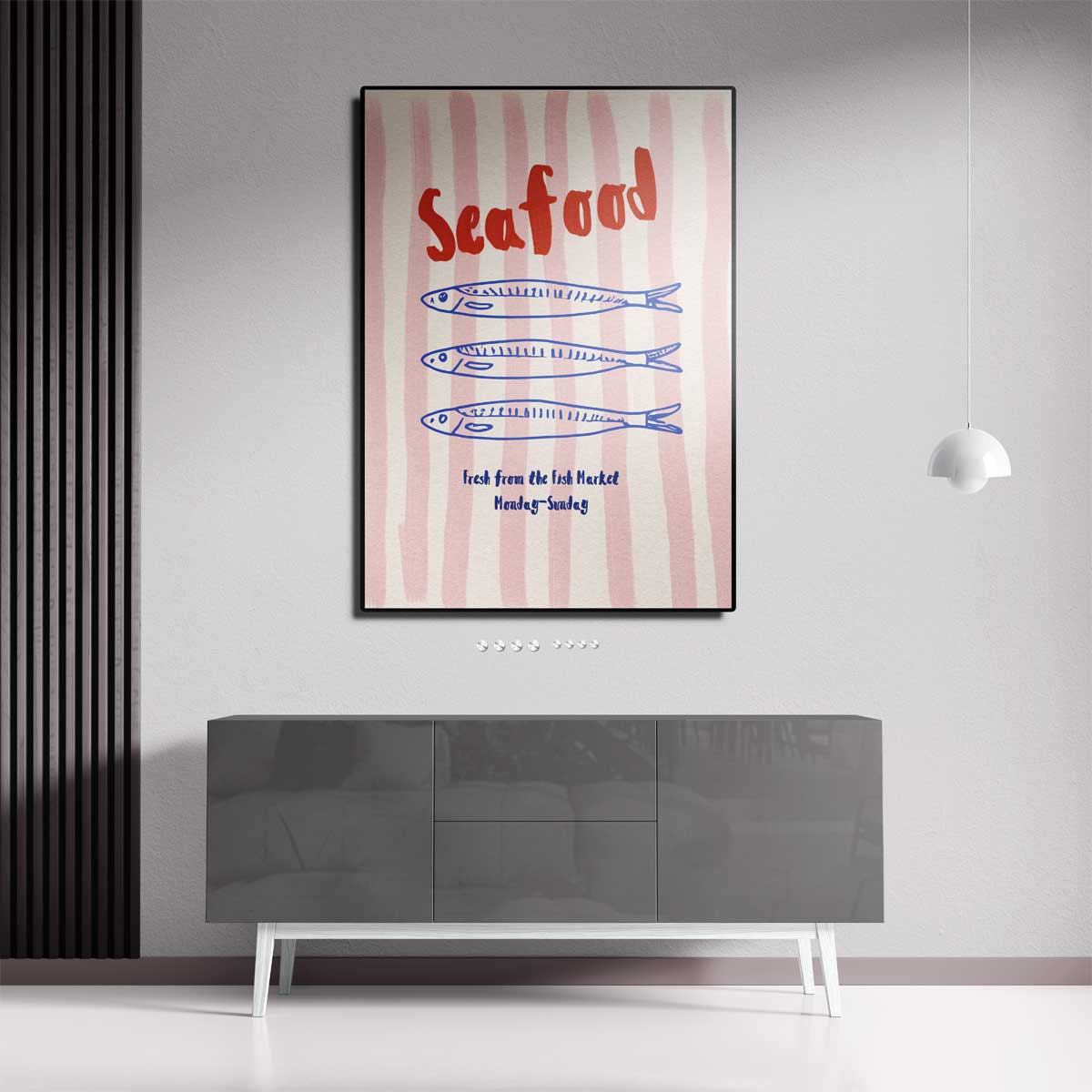 Seafood Marktplaats Poster – modern portret kunstwerk van WallArtistic