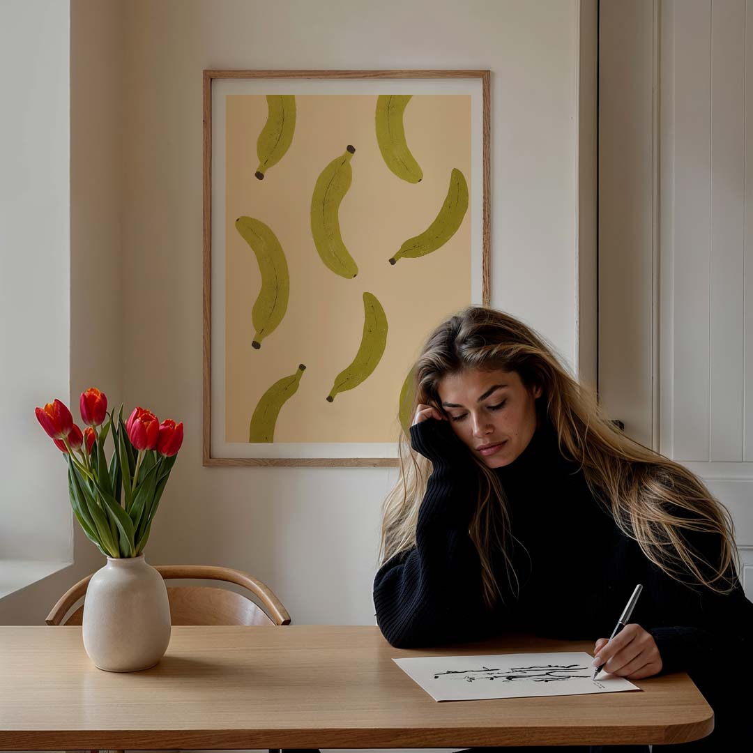 Vrolijke Bananen – culinaire wandkunst als portret poster