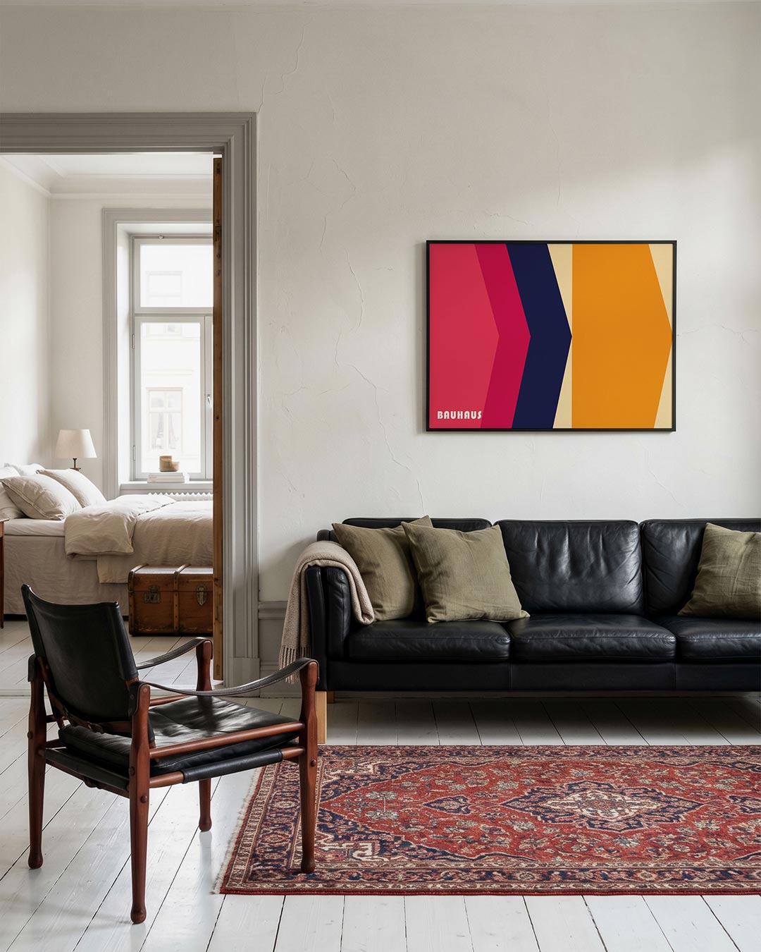 Vorm en kleurvlakken – geometrische Bauhaus poster in liggend formaat