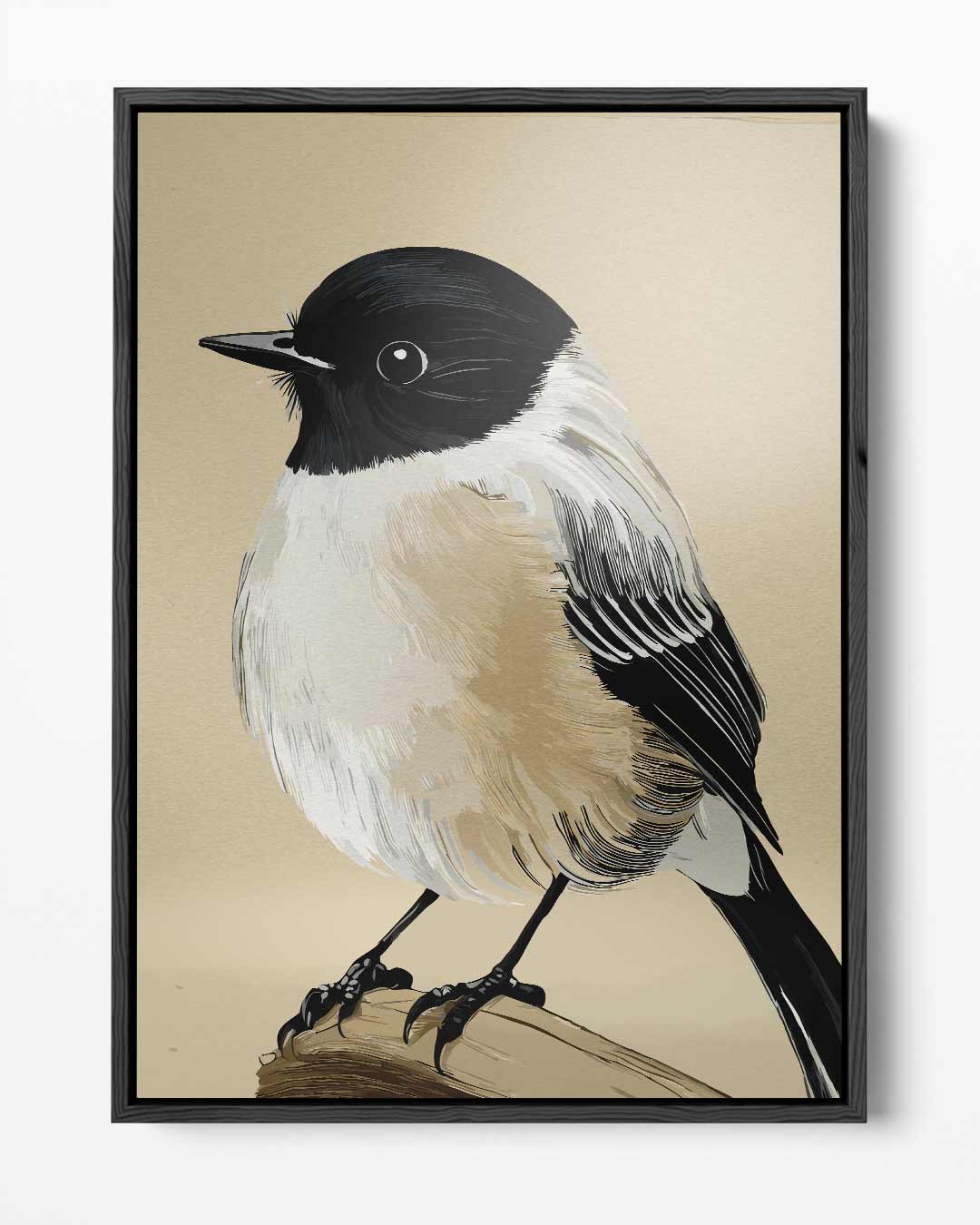 Schattige Vogeltekening op Tak – portret kunstwerk als wanddecoratie