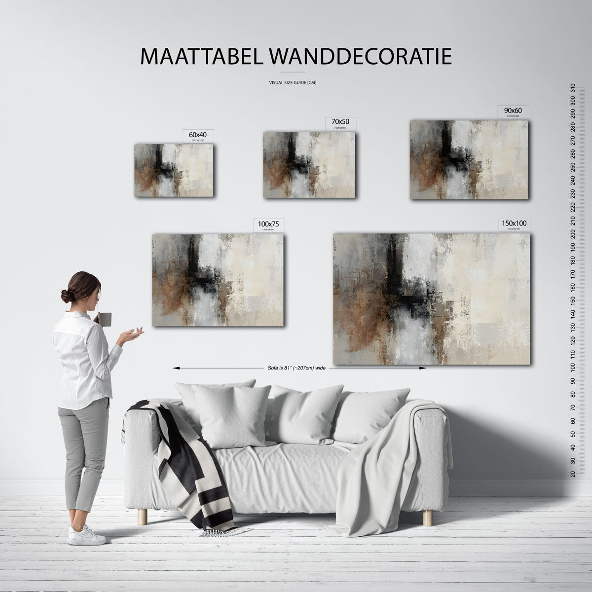 Gelaagde texturen – moderne liggende wandkunst