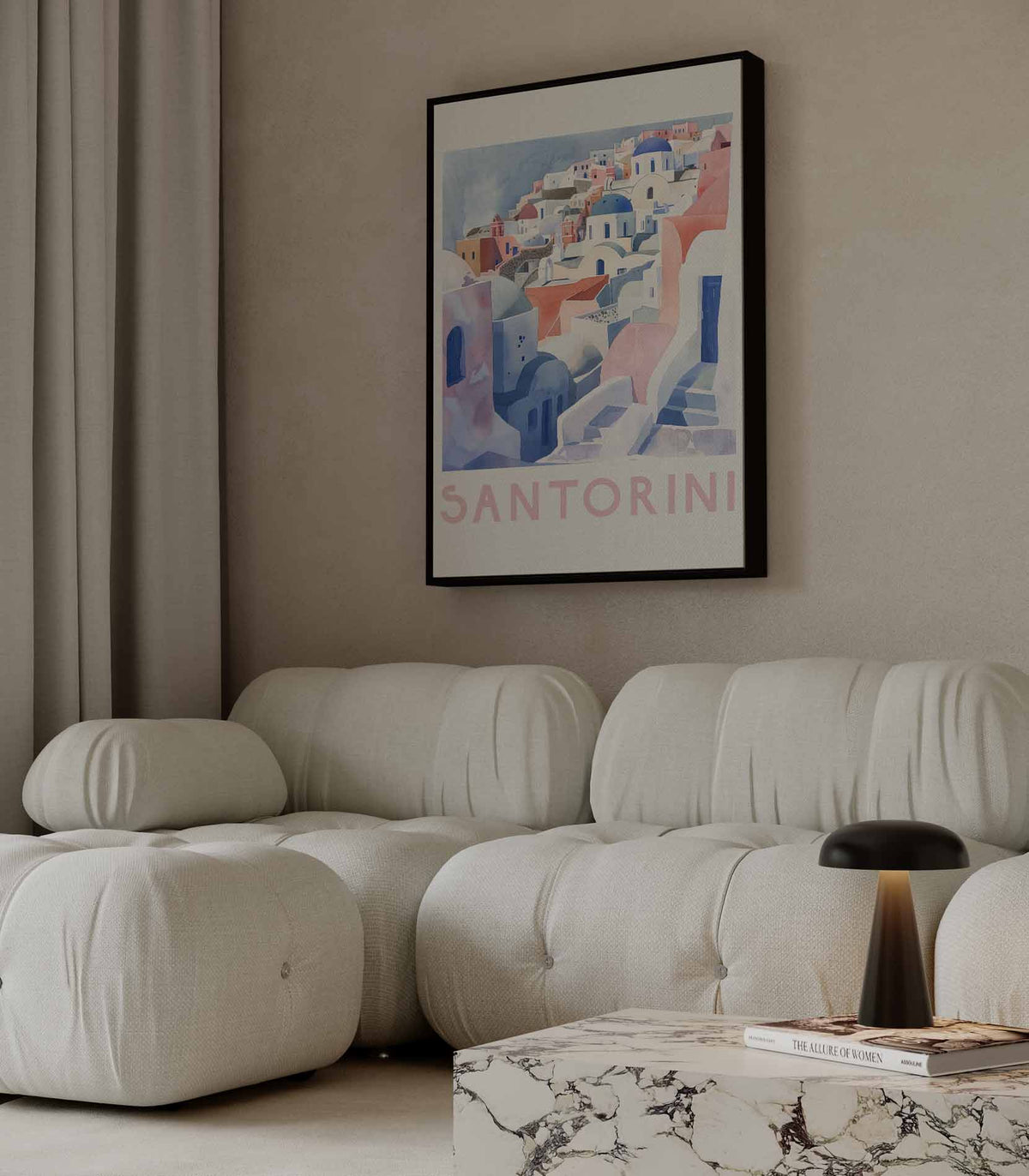 Santorini Droomlandschap – canvas kunstwerk als wanddecoratie