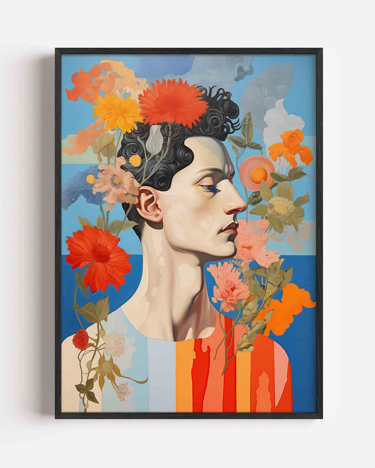 Bloemen en profiel – botanische portret poster als wanddecoratie