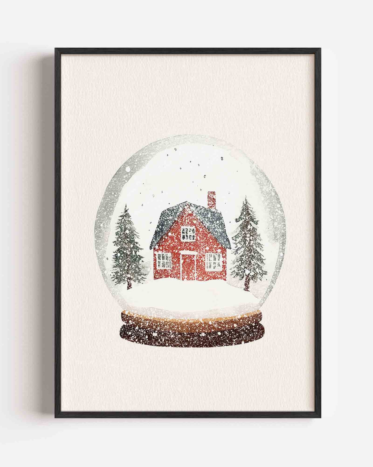 Sneeuwbol met huis – kerst portret poster als wanddecoratie