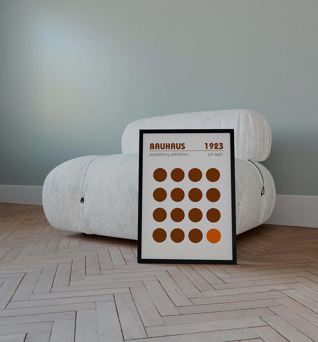 Cirkelpatroon en tekst – geometrische poster in Bauhaus-stijl van WallArtistic