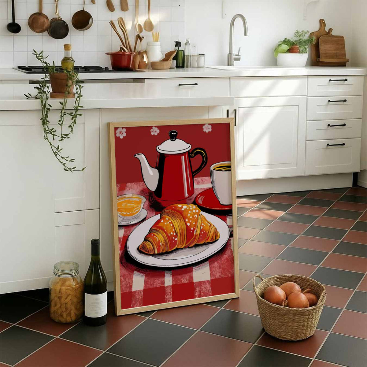 Franse Ontbijt Sfeerposter – staande muurposter voor keuken of eethoek