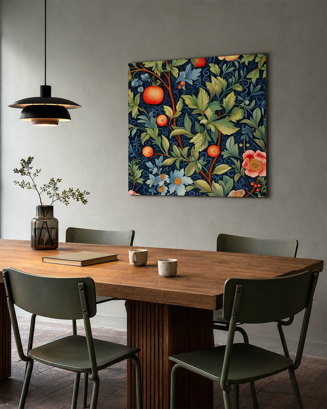 Natuurlijke patronen kunstwerk – tweede productweergave – dit kunstwerk toont een weelderig patroon van bladeren en bloemen