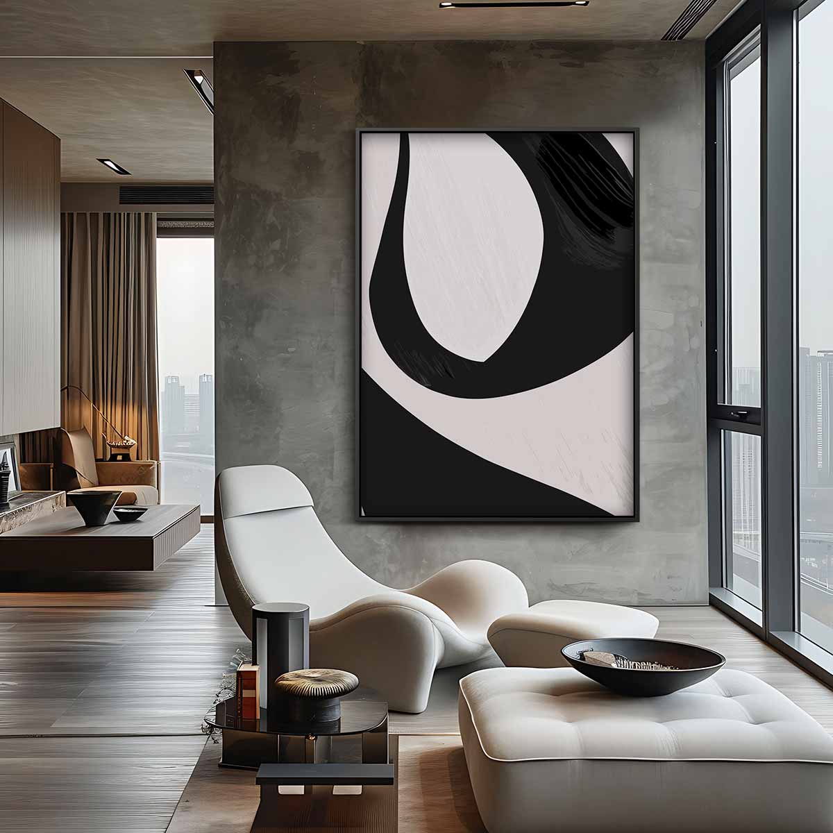 Dynamische Abstractie – canvas wanddecoratie in portret formaat