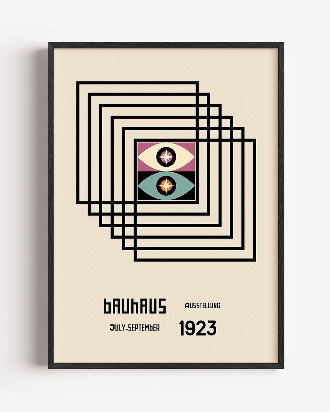 Lijnen en ogen – staande Bauhaus poster als wanddecoratie