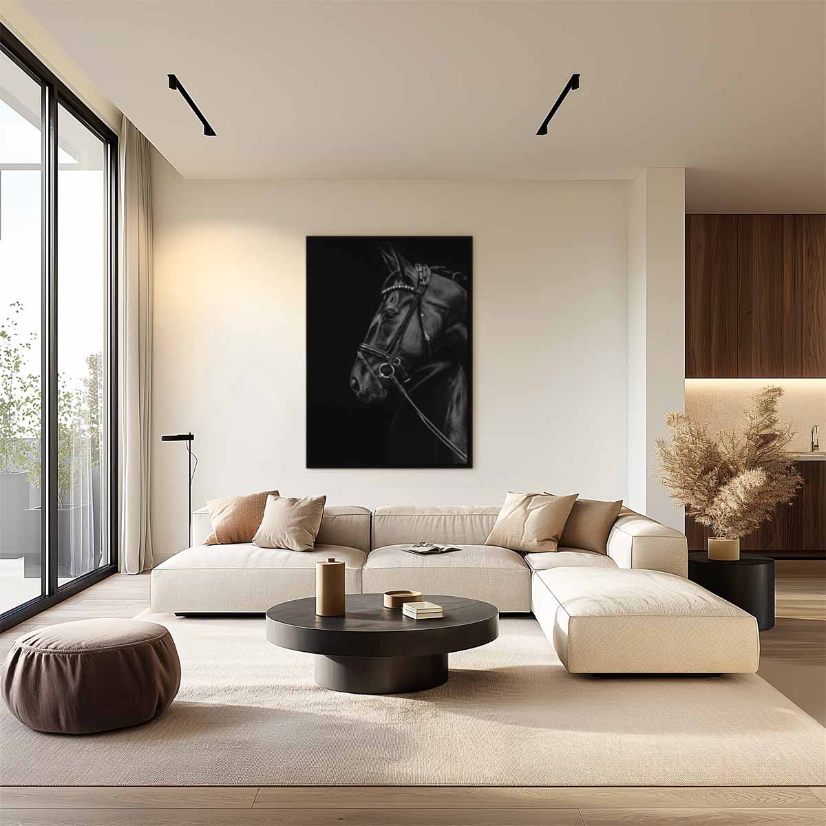 Elegante Paardenportret Fotografie – plexiglas wanddecoratie in portret formaat