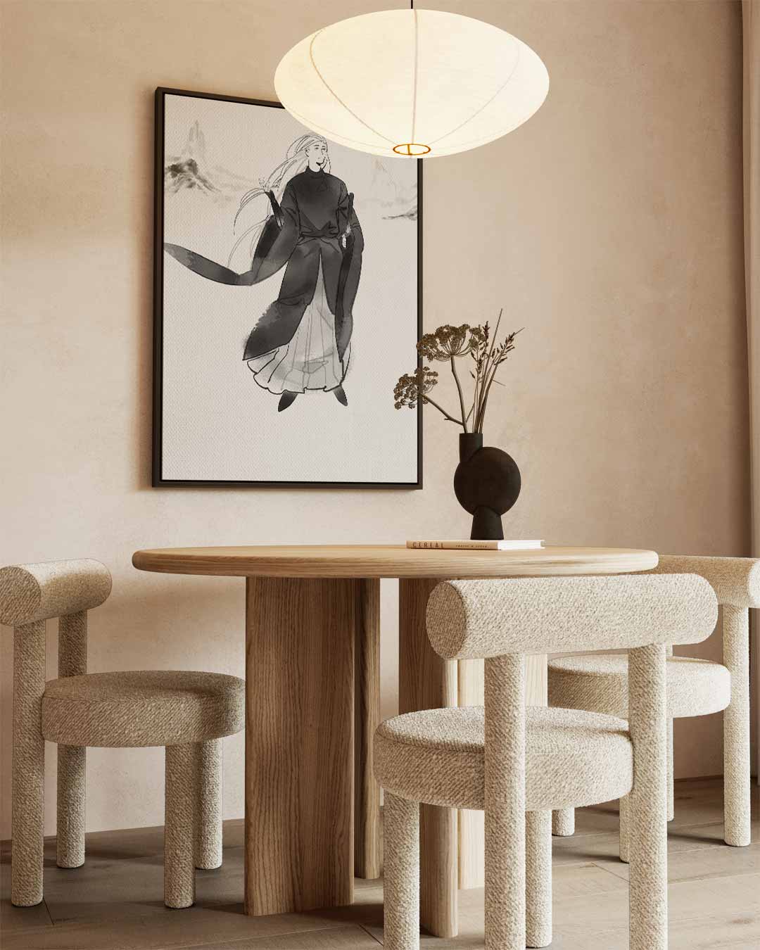 Mystieke Krijger in de Mist – staand kunstwerk voor modern interieur