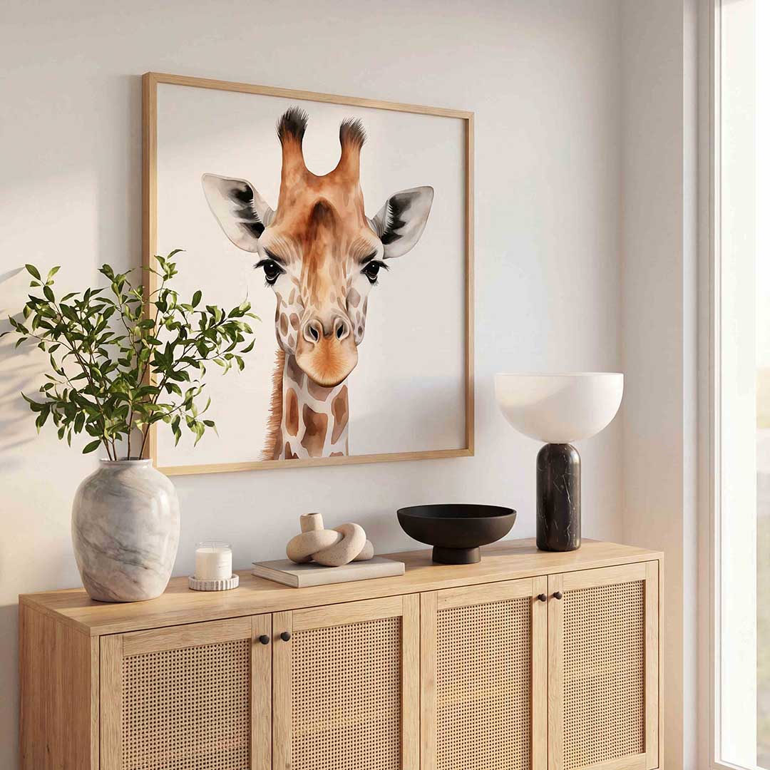 Giraffe portret – tropische poster in vierkant formaat