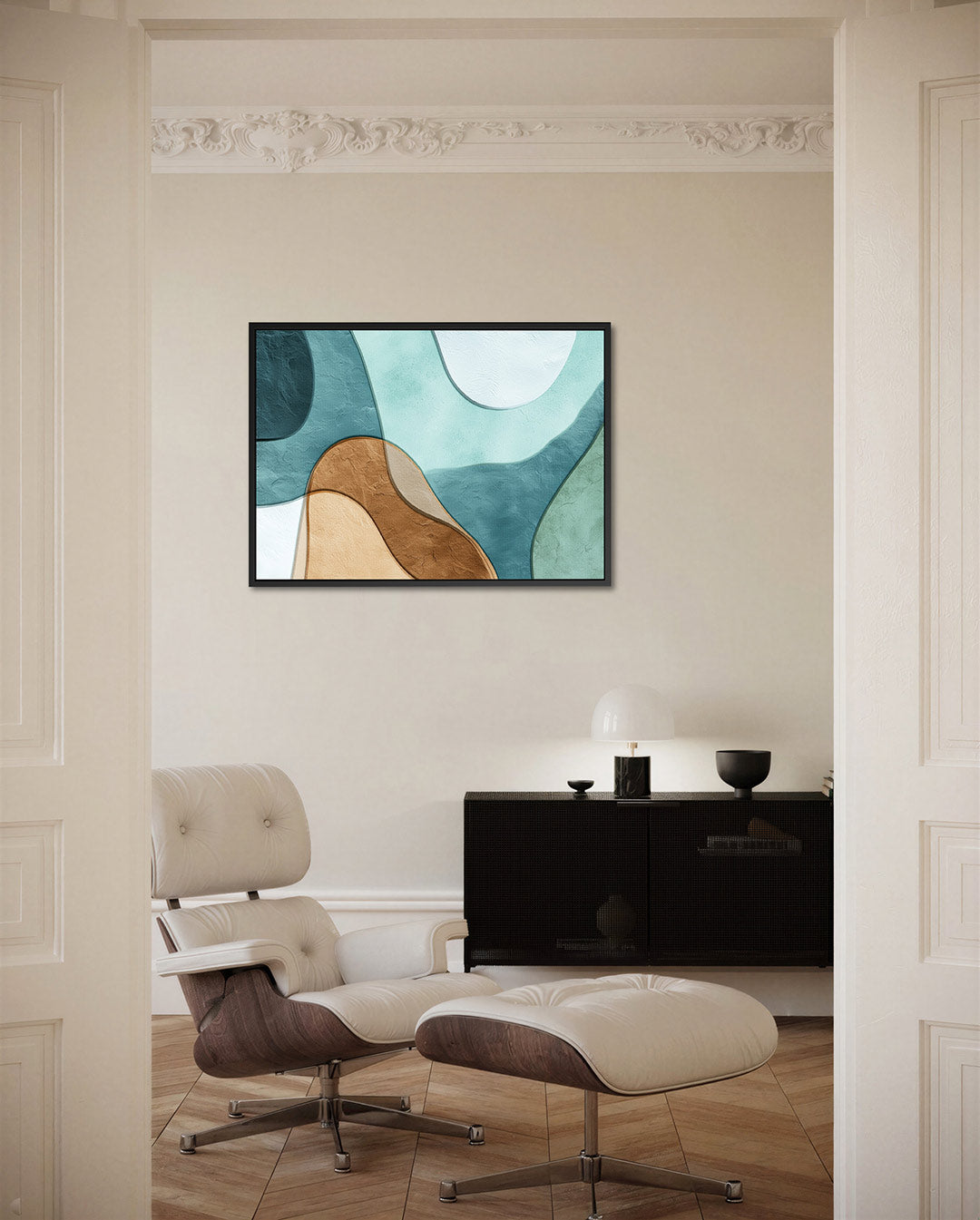 Organische vormen compositie – Serene – liggende wanddecoratie