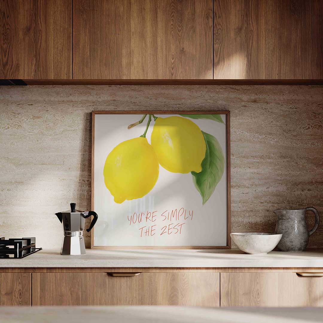 Citroenen met tekst – culinaire wandkunst als vierkante poster