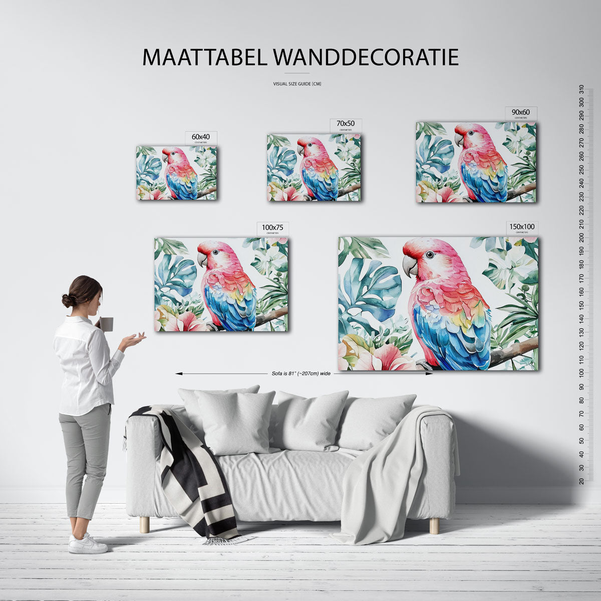 Vrolijke papegaai – Dieren kunstwerk – kunstwerk op canvas, dibond of plexiglas