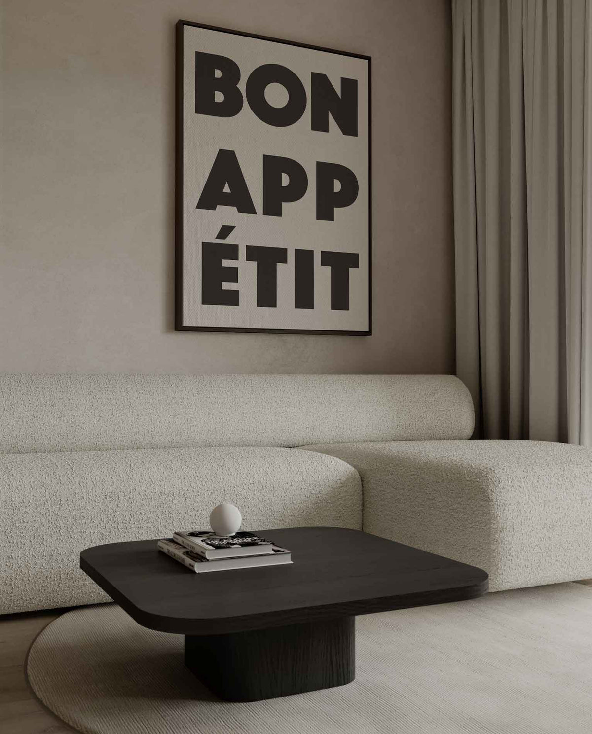 Bon Appétit Typografie Poster – canvas wanddecoratie in portret formaat