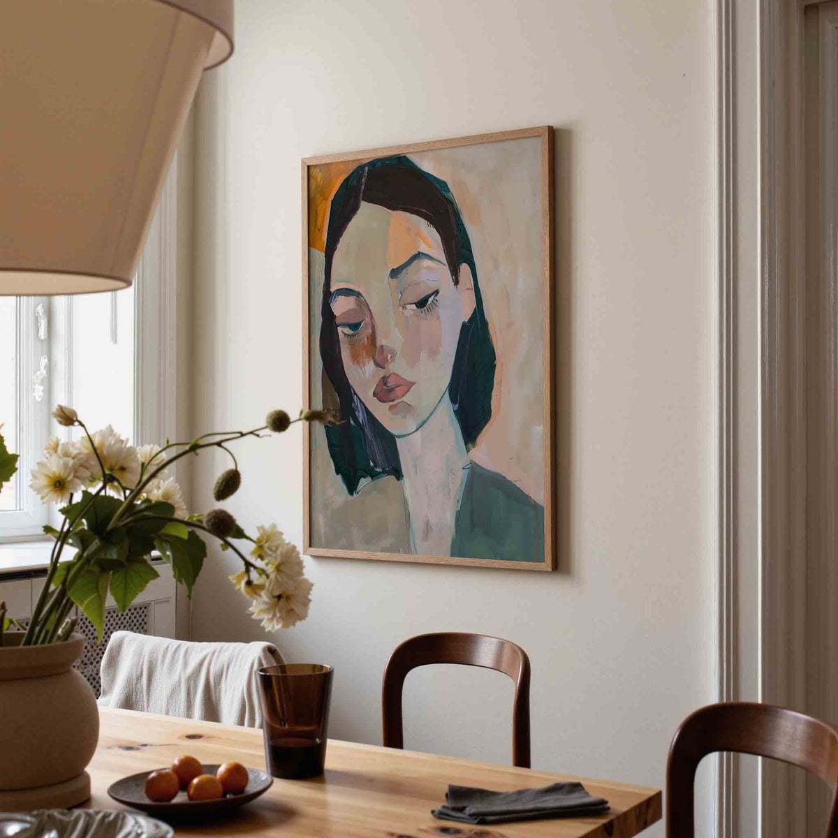 Vrouwelijk portret – eigentijdse illustratie poster in staand formaat
