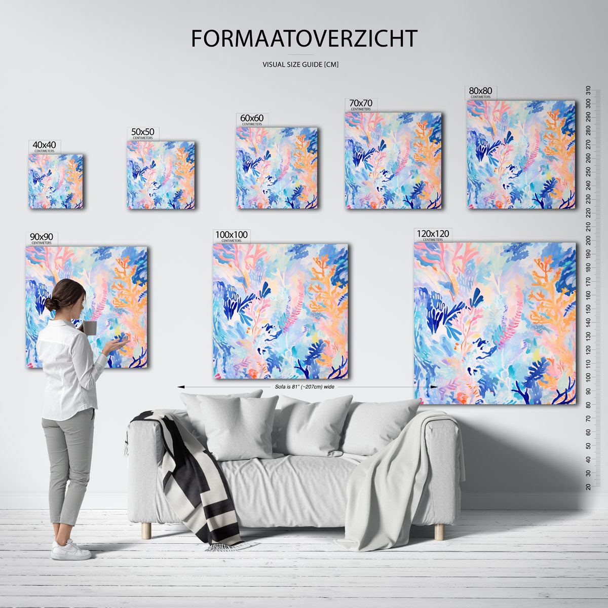 Abstracte bladeren – vierkante muurposter voor de kinderkamer
