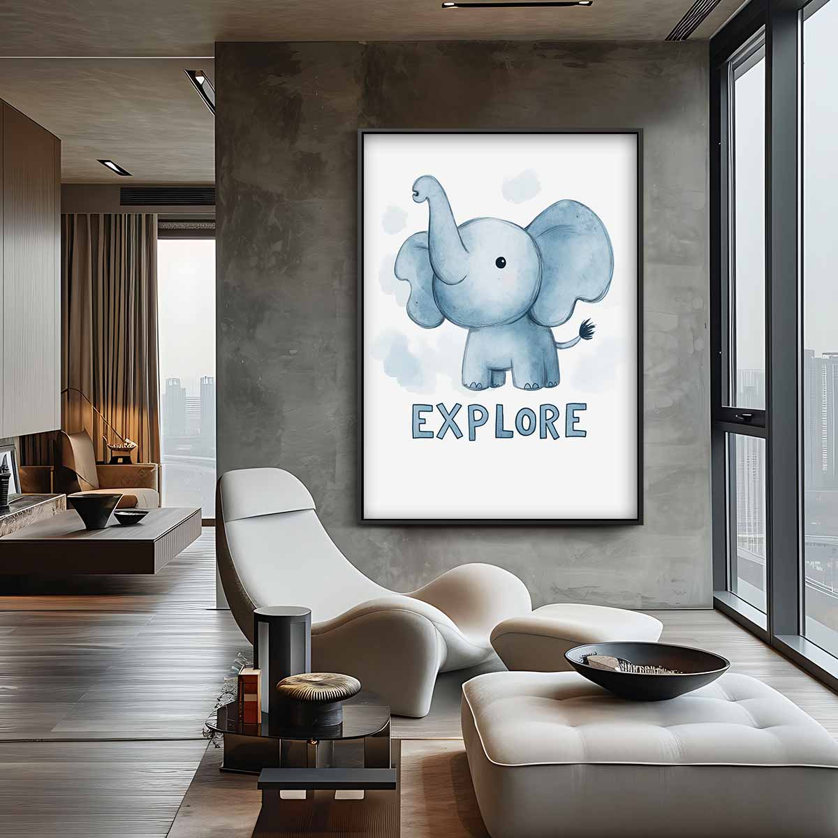 Dromerige Olifant Avontuur – canvas wanddecoratie in portret formaat