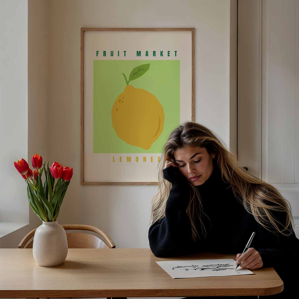 Zomerse Citroen – keuken poster als sfeervolle staande wanddecoratie