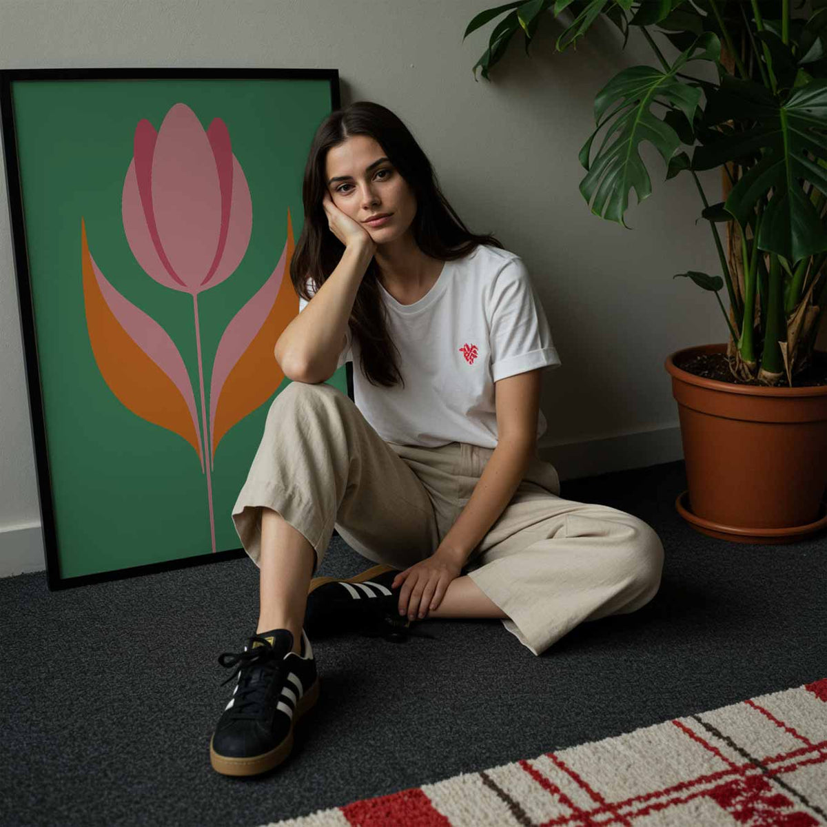 Stijlvolle Tulpenprint – staande muurposter met bloemen