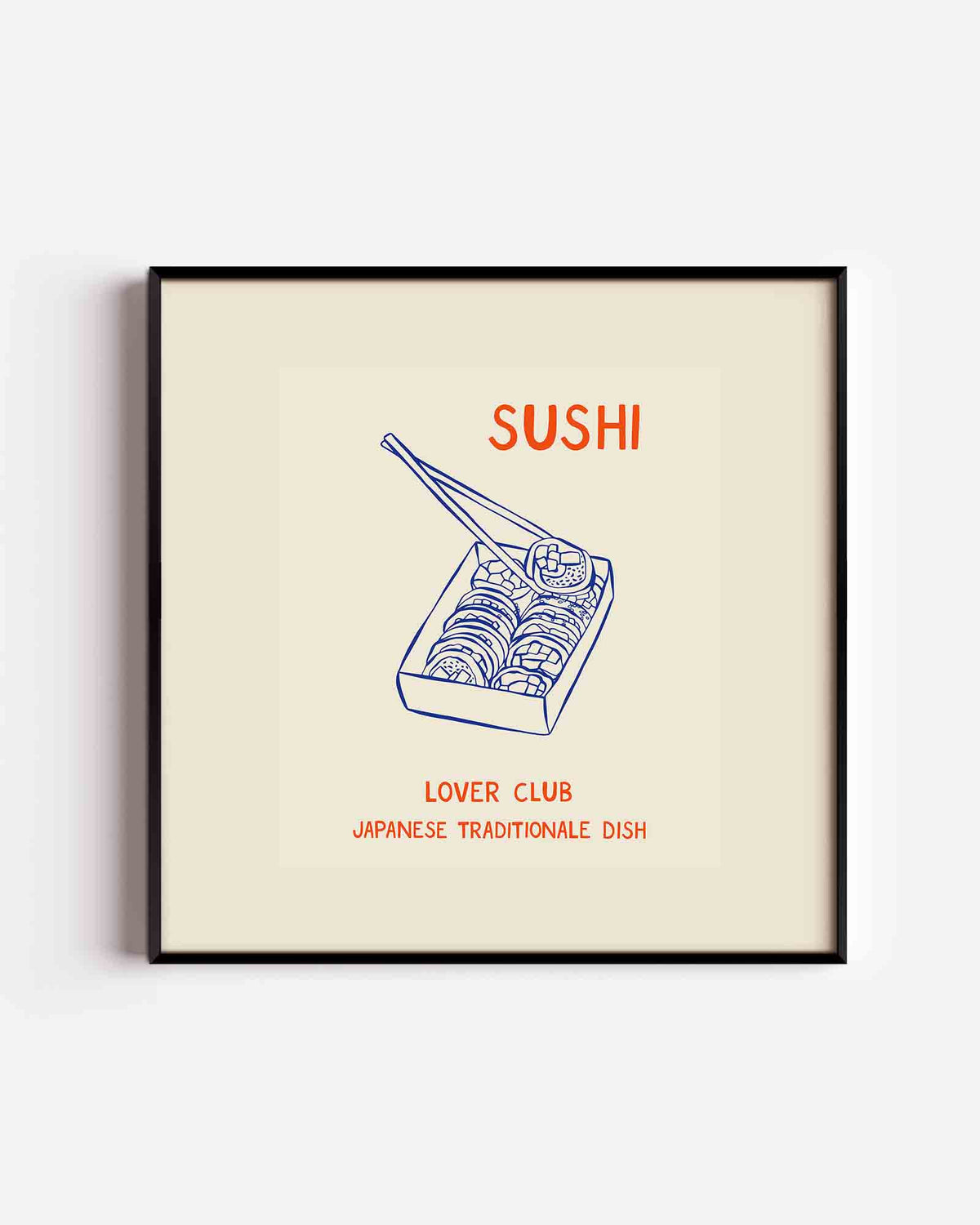 Sushi lover club – Aziatische vierkante poster als wanddecoratie