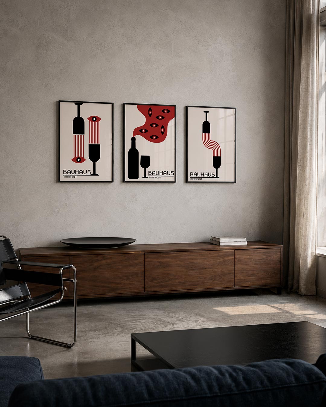 Vormen en vlakken posterset – tweede productweergave – deze posterset in drie delen toont een speels lijnenspel met