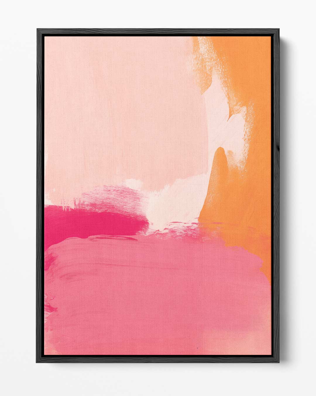 Kleurenexplosie in Zacht Oranje en Roze – portret kunstwerk als wanddecoratie