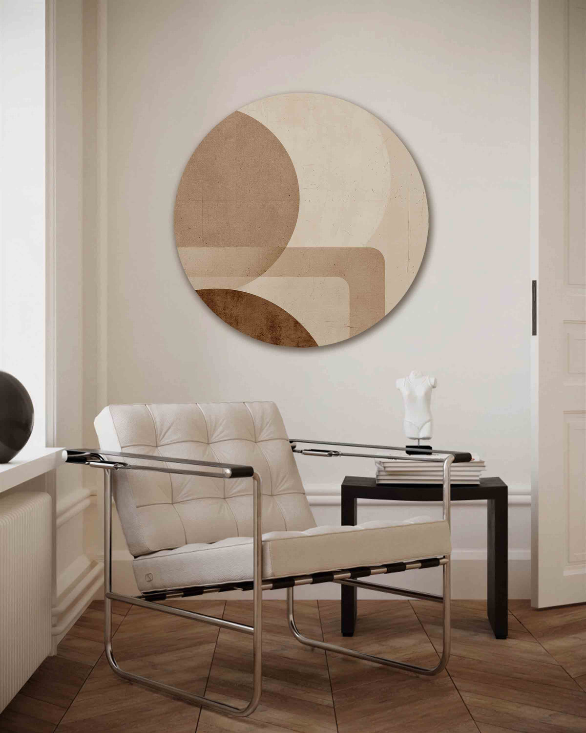 Abstracte vormen – abstracte muurcirkel als ronde wanddecoratie