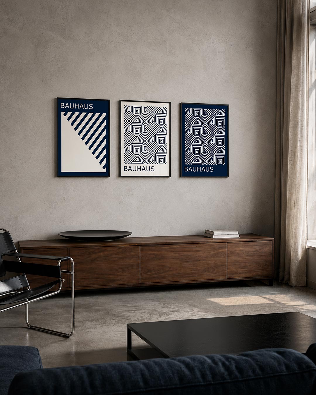 Lijnen en vlakken posterset – tweede productweergave – deze posterset in drie delen toont een dynamisch lijnenspel met