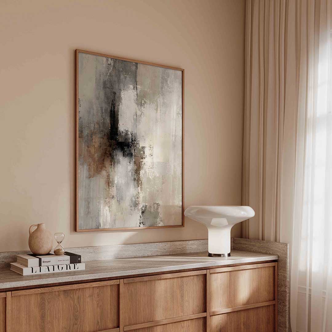 Abstracte beige en grijze – textuur poster in staand formaat
