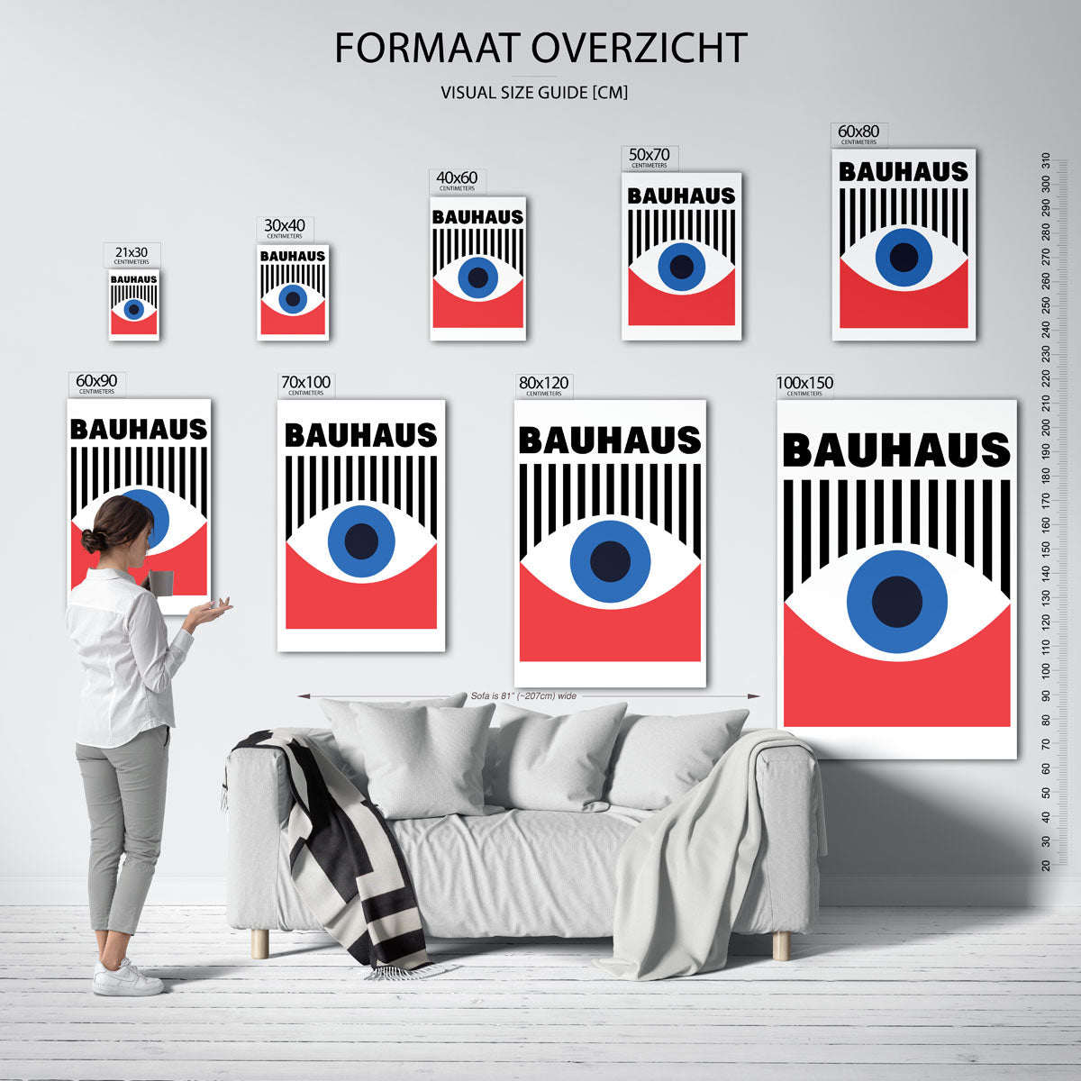Oog en lijnen – geometrische poster in Bauhaus-stijl van WallArtistic