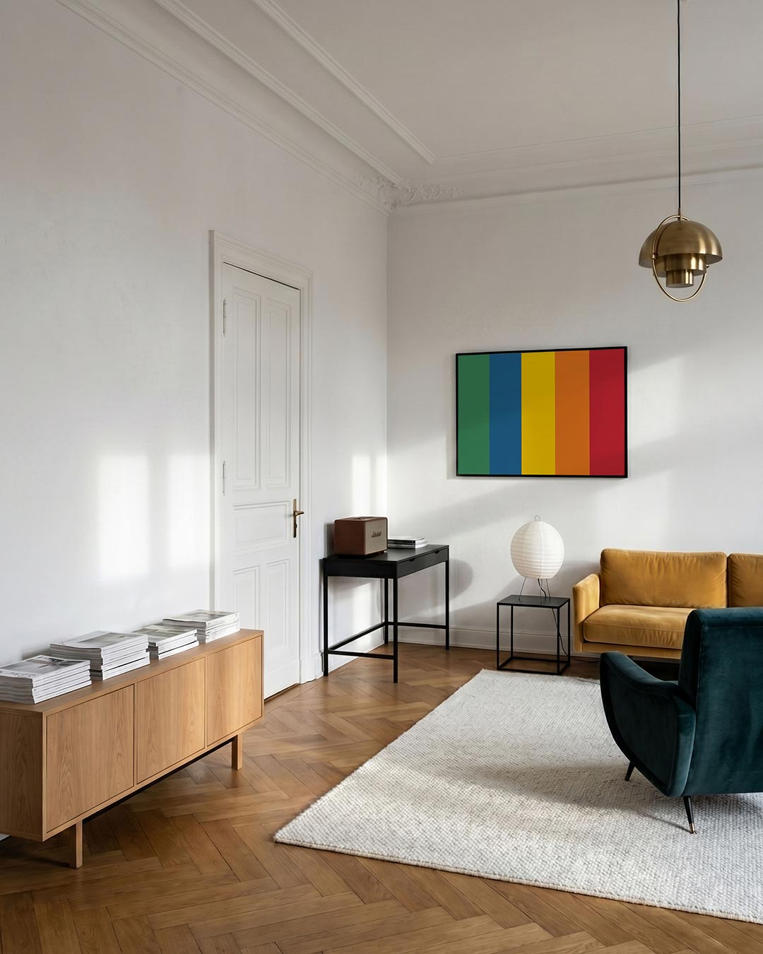 Kleurvlakken ritme – geometrische poster in Bauhaus-stijl van WallArtistic