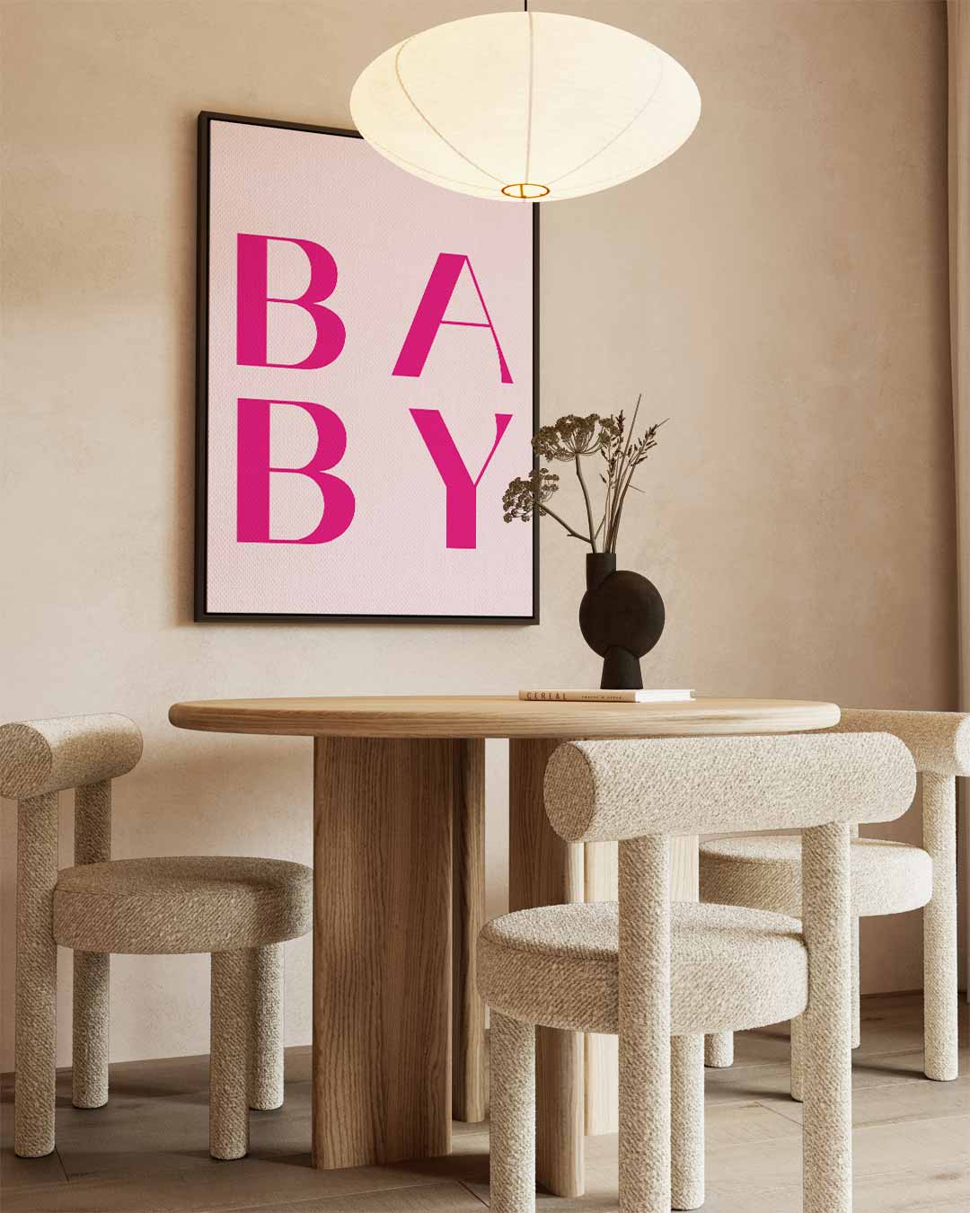Stijlvol Typografisch Kunstwerk – kunstwerk met zwarte baklijst