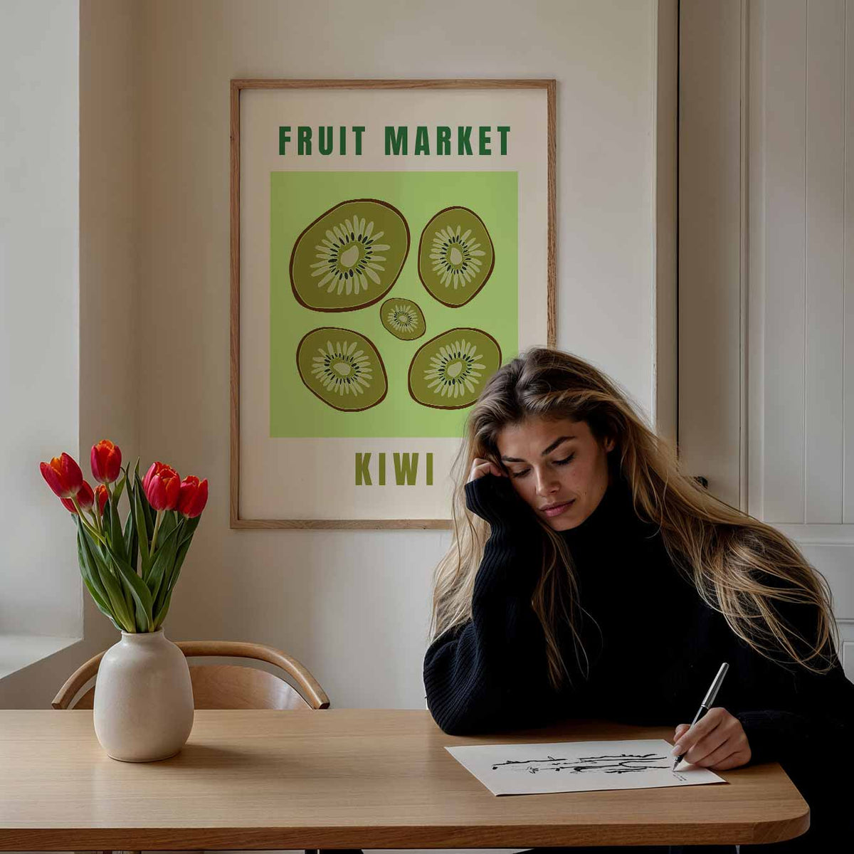 Kiwi Fruit Market – keuken poster als sfeervolle staande wanddecoratie