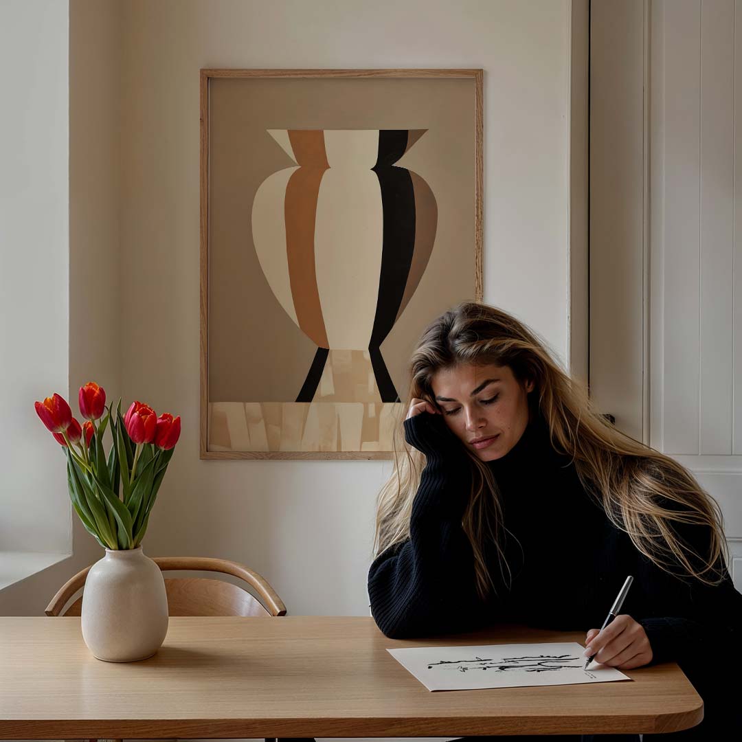 Moderne Abstracte Vaas – staande muurposter met abstracte vormen