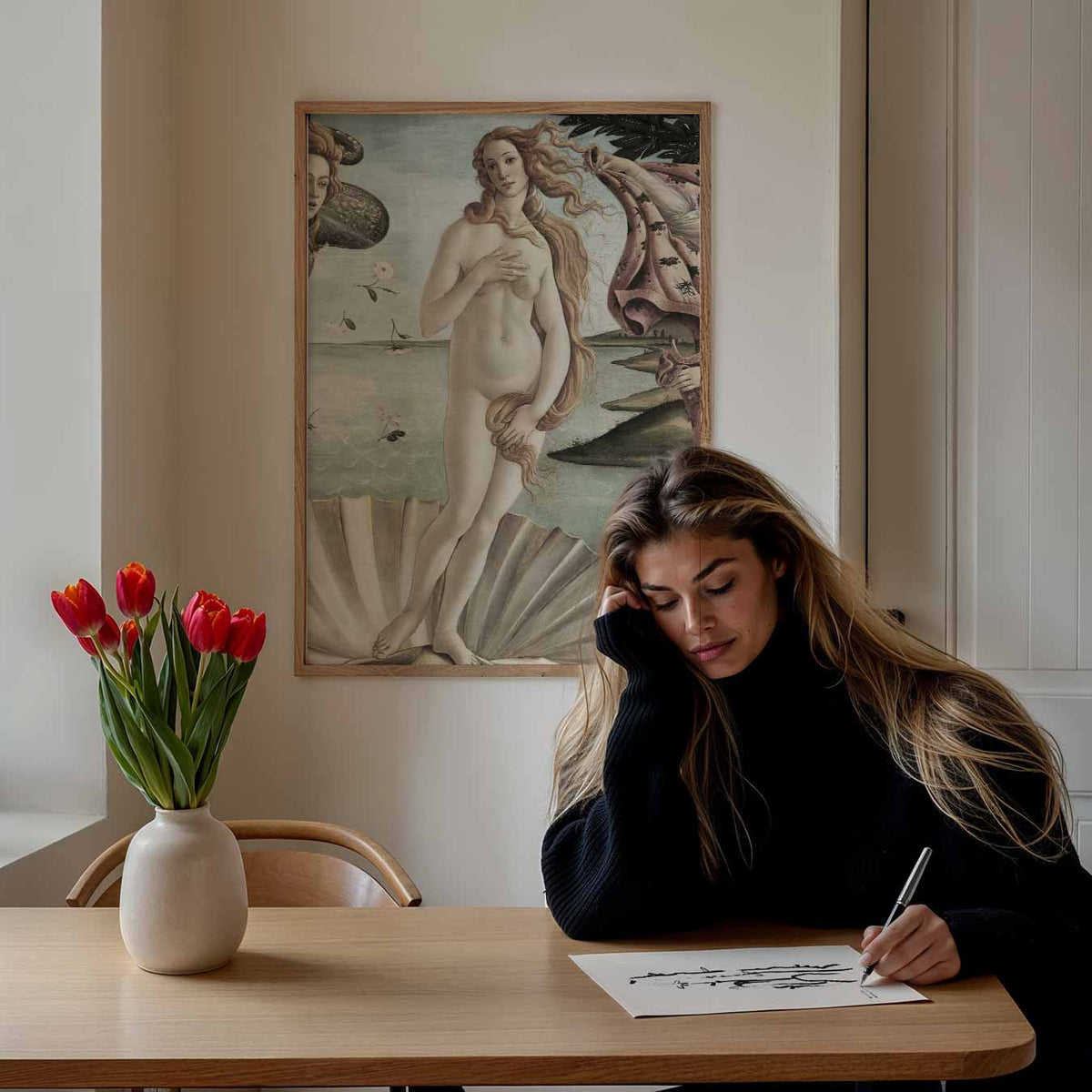 De Geboorte van Venus – staande muurposter met vintage uitstraling
