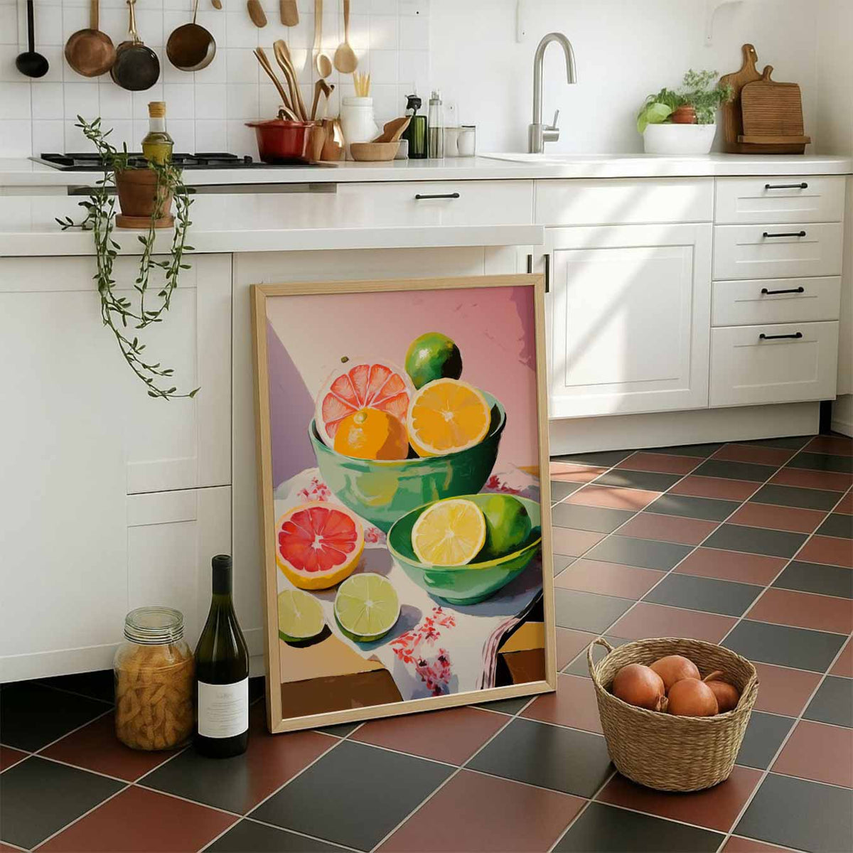 Kleurrijke Vruchtenpracht – staande muurposter voor keuken of eethoek