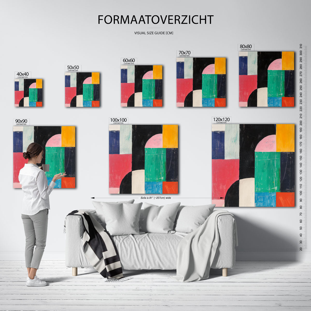 Geometrische vormen – vierkante muurposter met kleurrijke illustratie