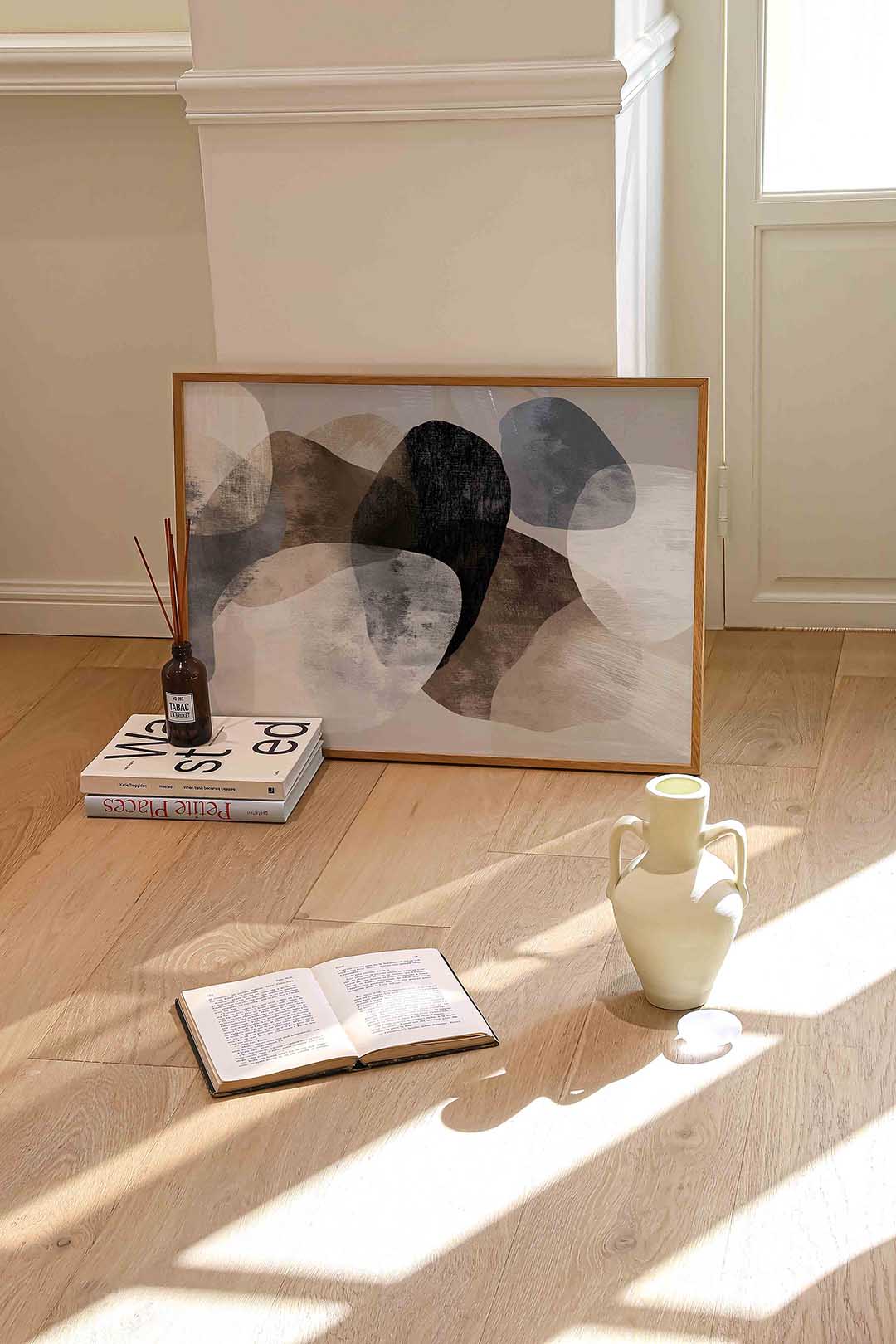 Abstracte vormen – liggende abstracte wanddecoratie van WallArtistic