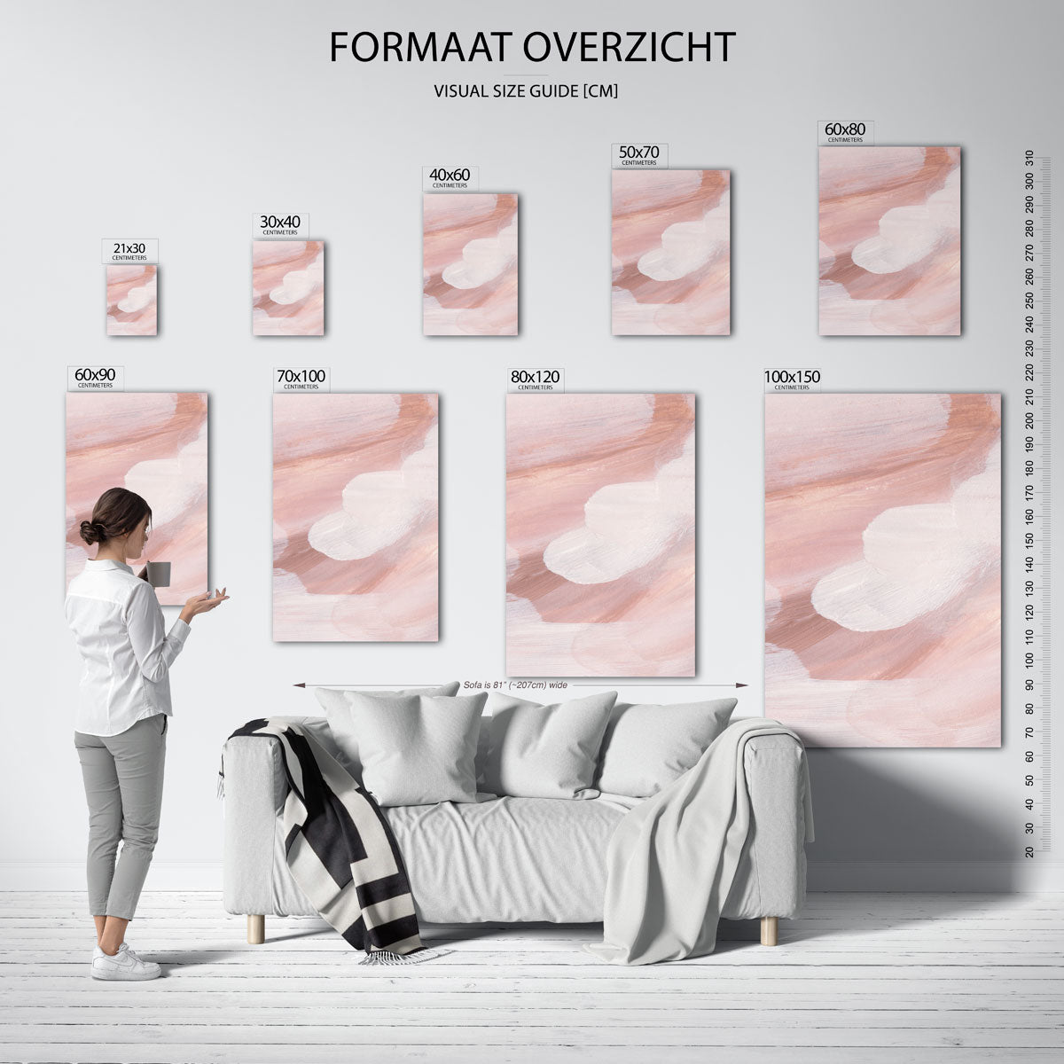 Abstracte penseelstreken – staande muurposter met artistieke uitstraling